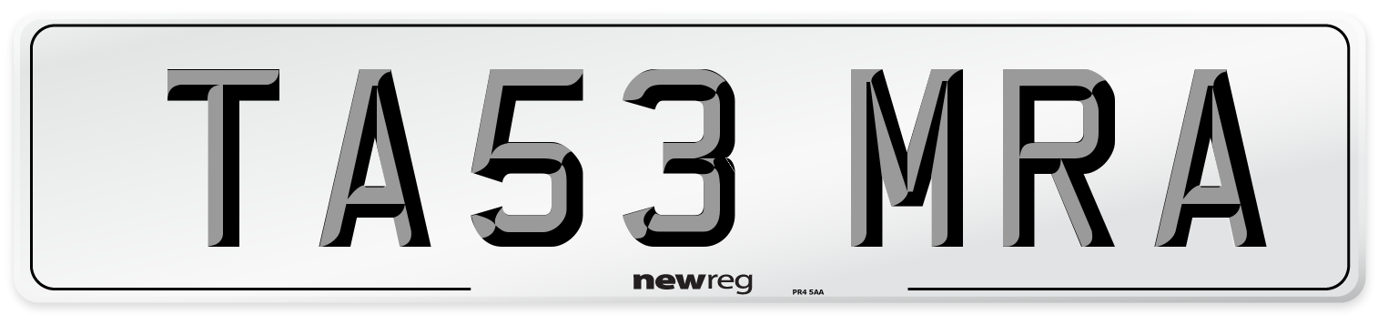TA53 MRA Number Plate from New Reg